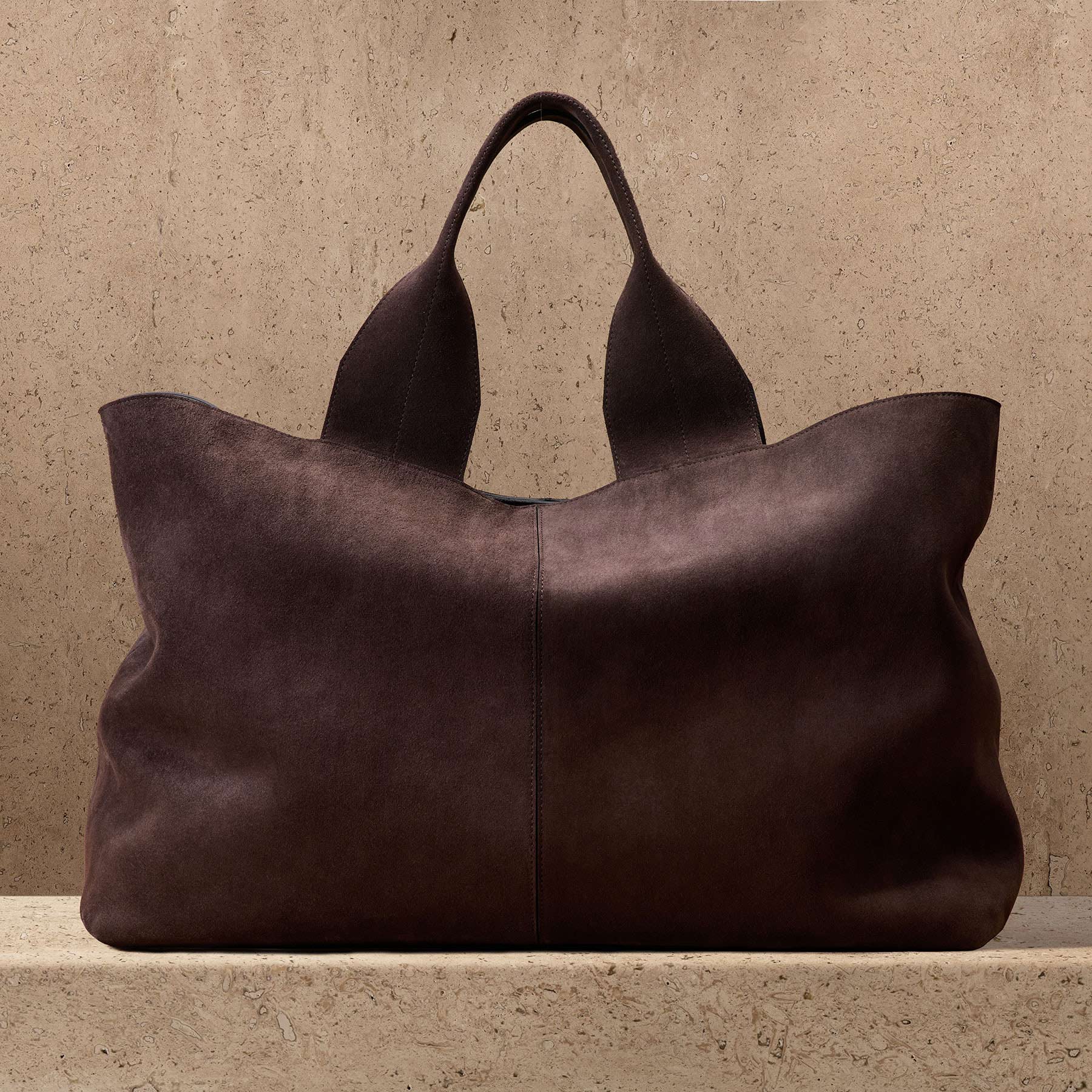 Suede Large Tote - Cafe