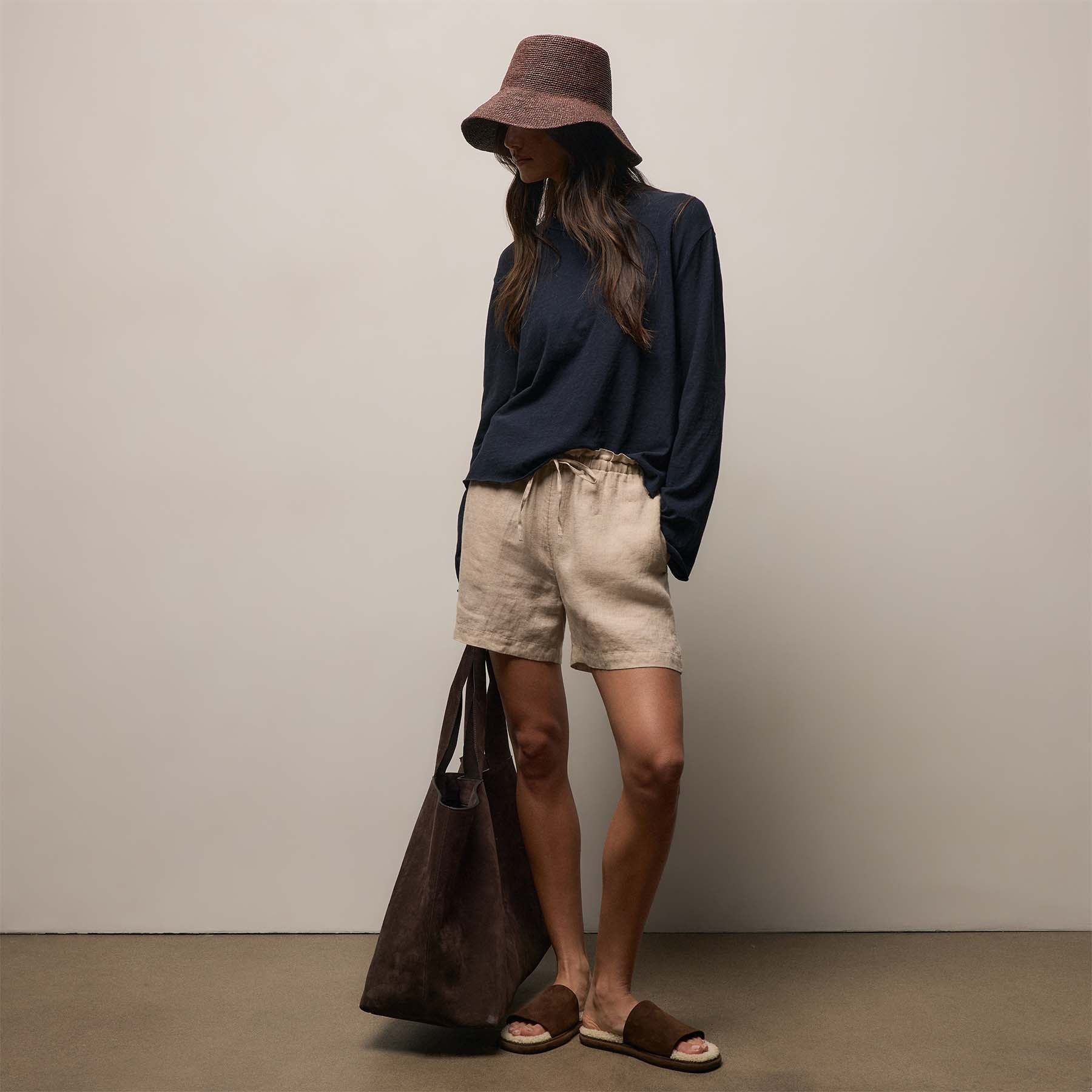 Suede Large Tote - Cafe