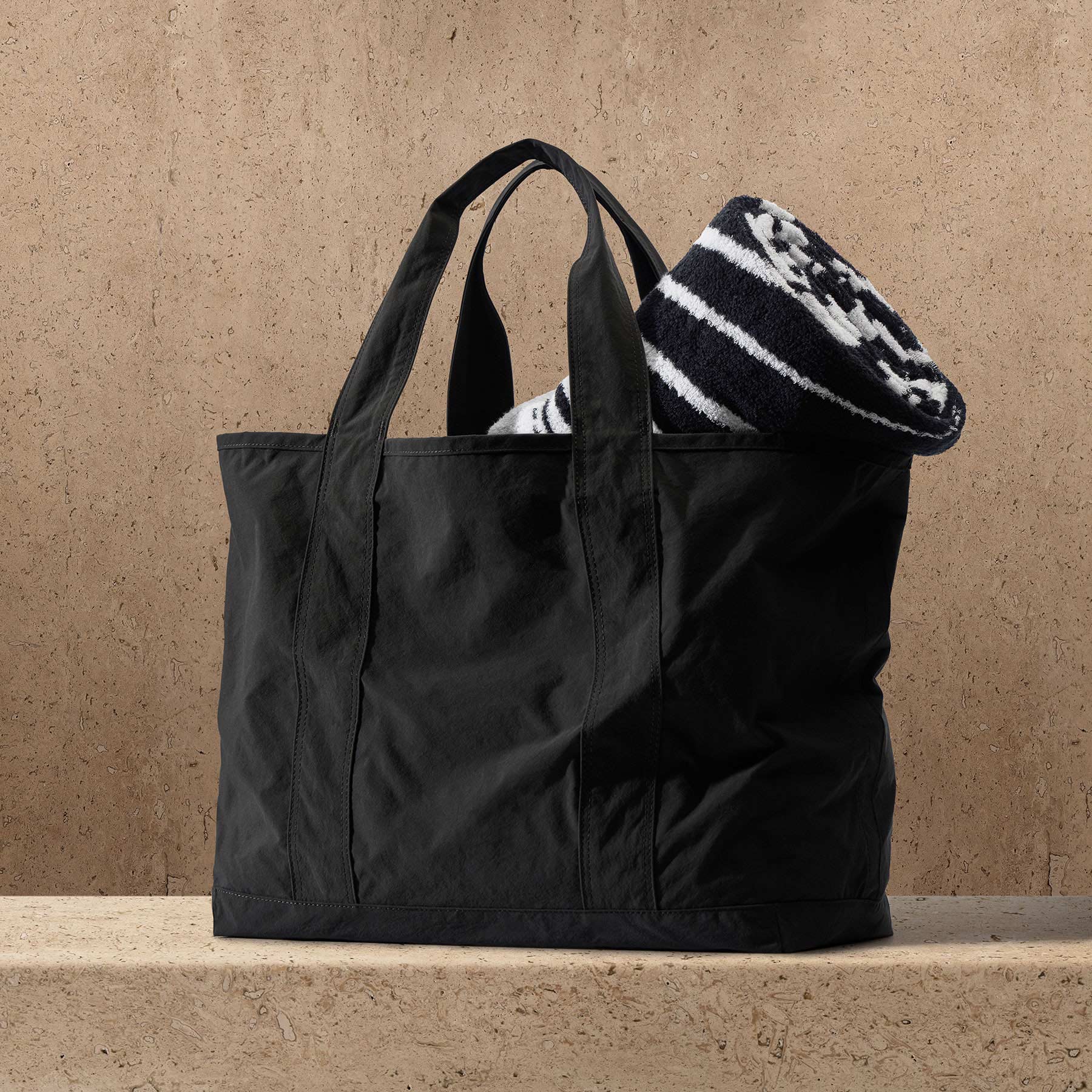 Small Matte Nylon Tote - Black