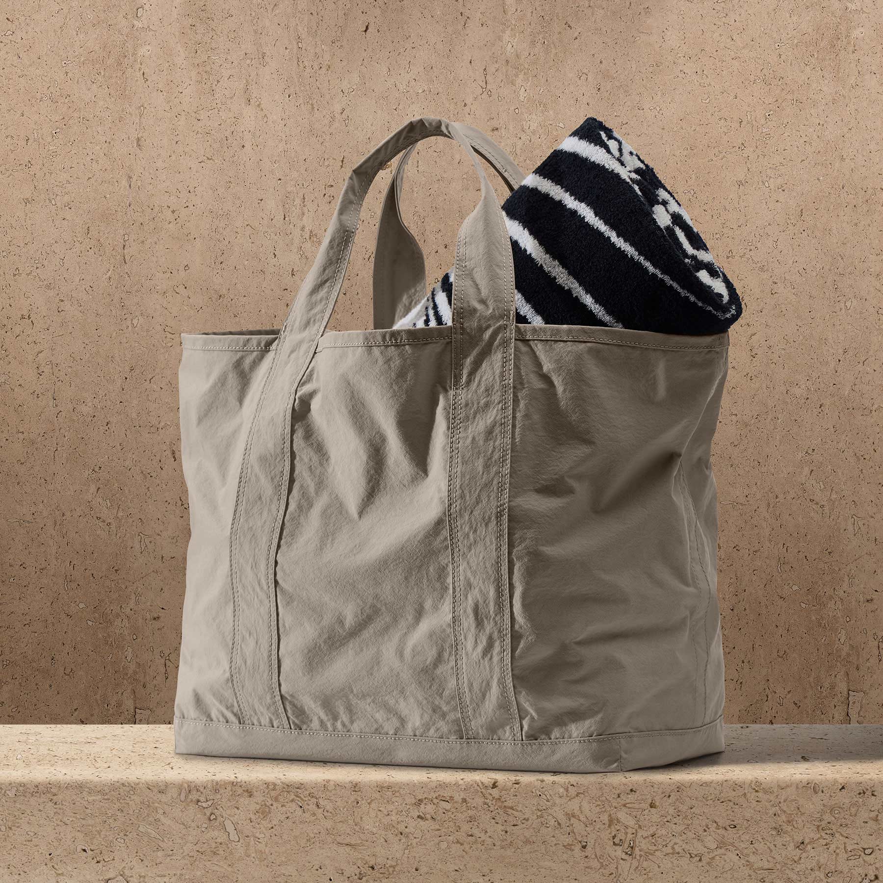 Small Matte Nylon Tote - New Sand