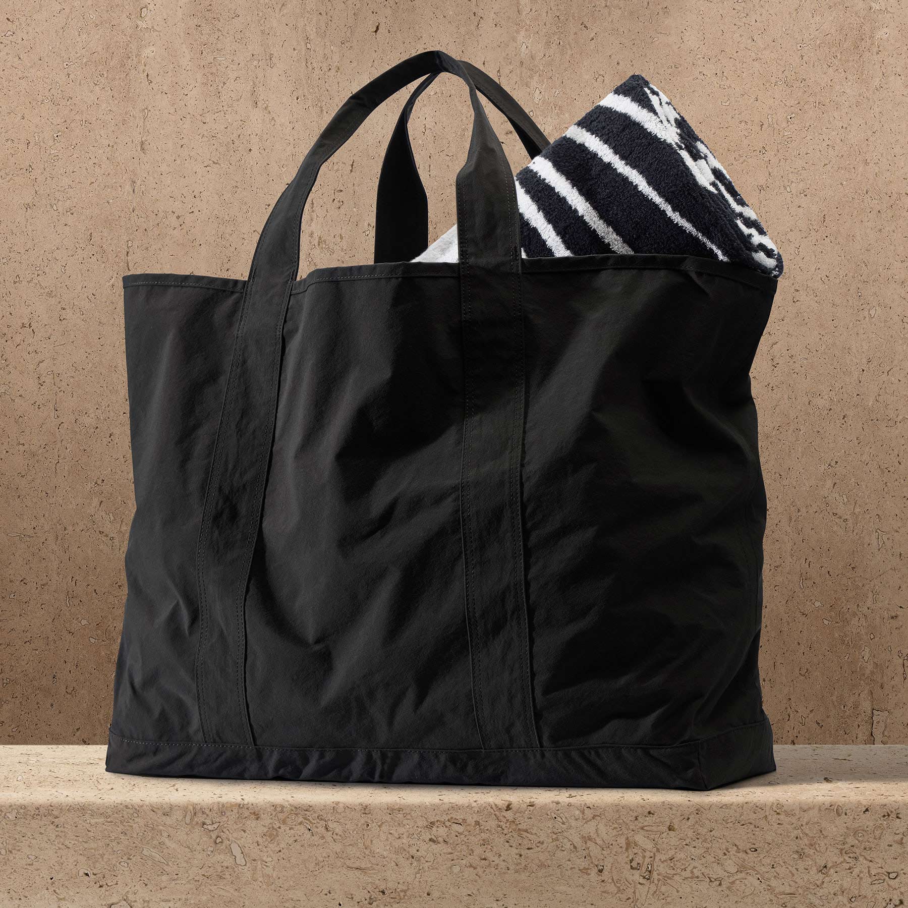 Large Matte Nylon Tote - Black