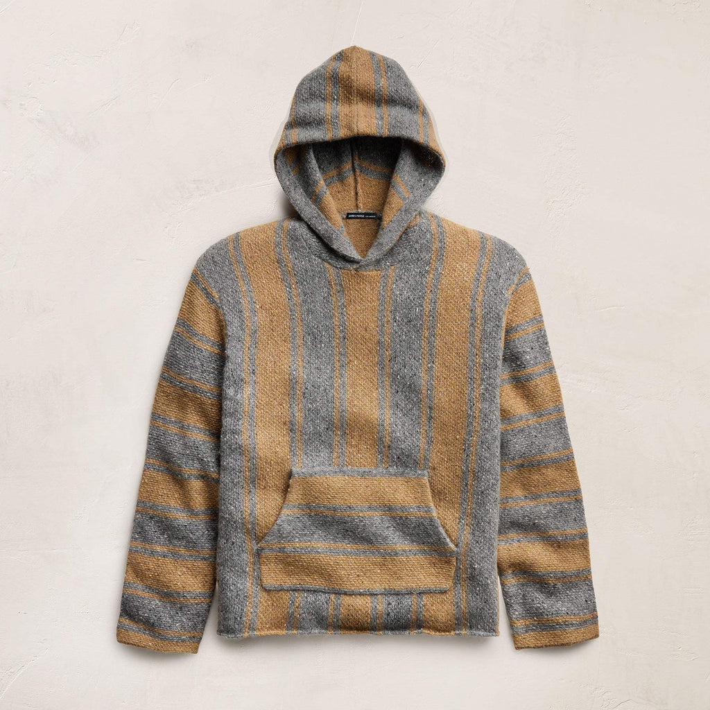 Baja Stripe Cashmere Hoodie - Heather Grey/Toffee