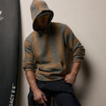 Baja Stripe Cashmere Hoodie - Heather Grey/Toffee