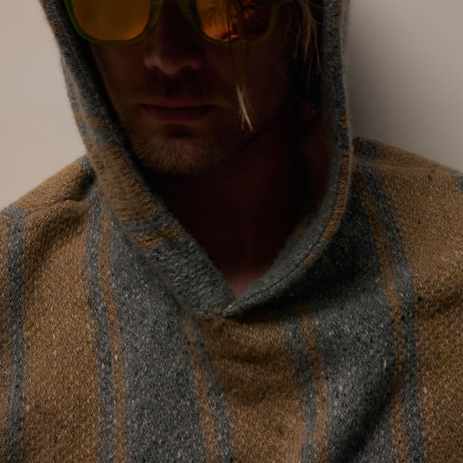 Baja Stripe Cashmere Hoodie - Heather Grey/Toffee