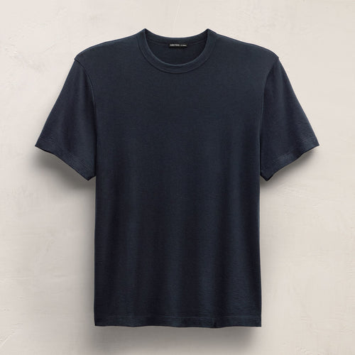 T-shirt à manches courtes en cachemire de coton - Bleu nuit