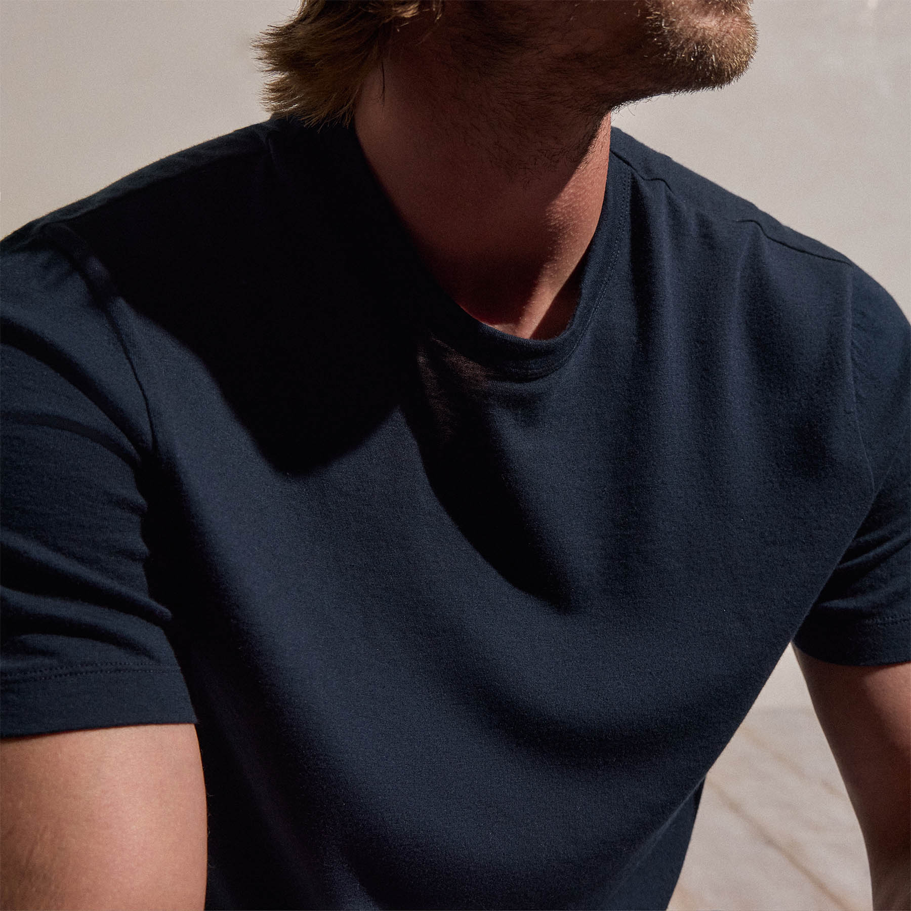 Cotton Cashmere Short Sleeve Tee - Blue Noir