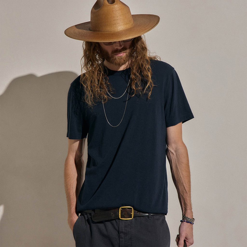 Cotton Cashmere Short Sleeve Tee - Blue Noir