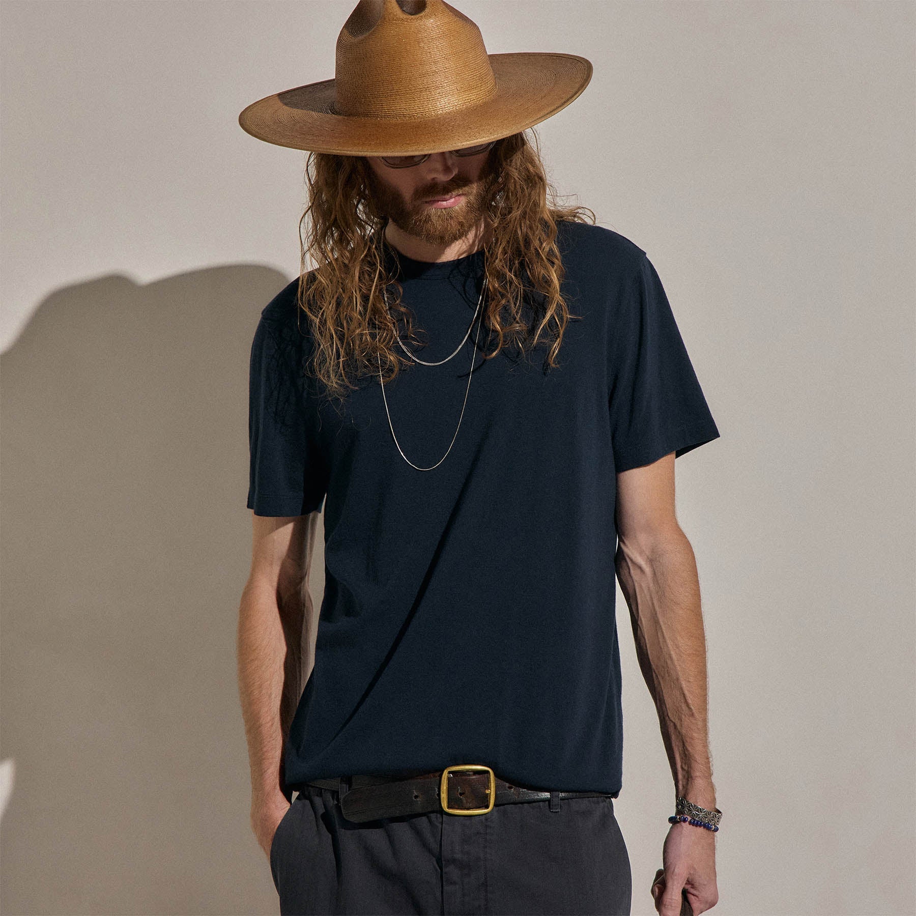 Cotton Cashmere Short Sleeve Tee - Blue Noir