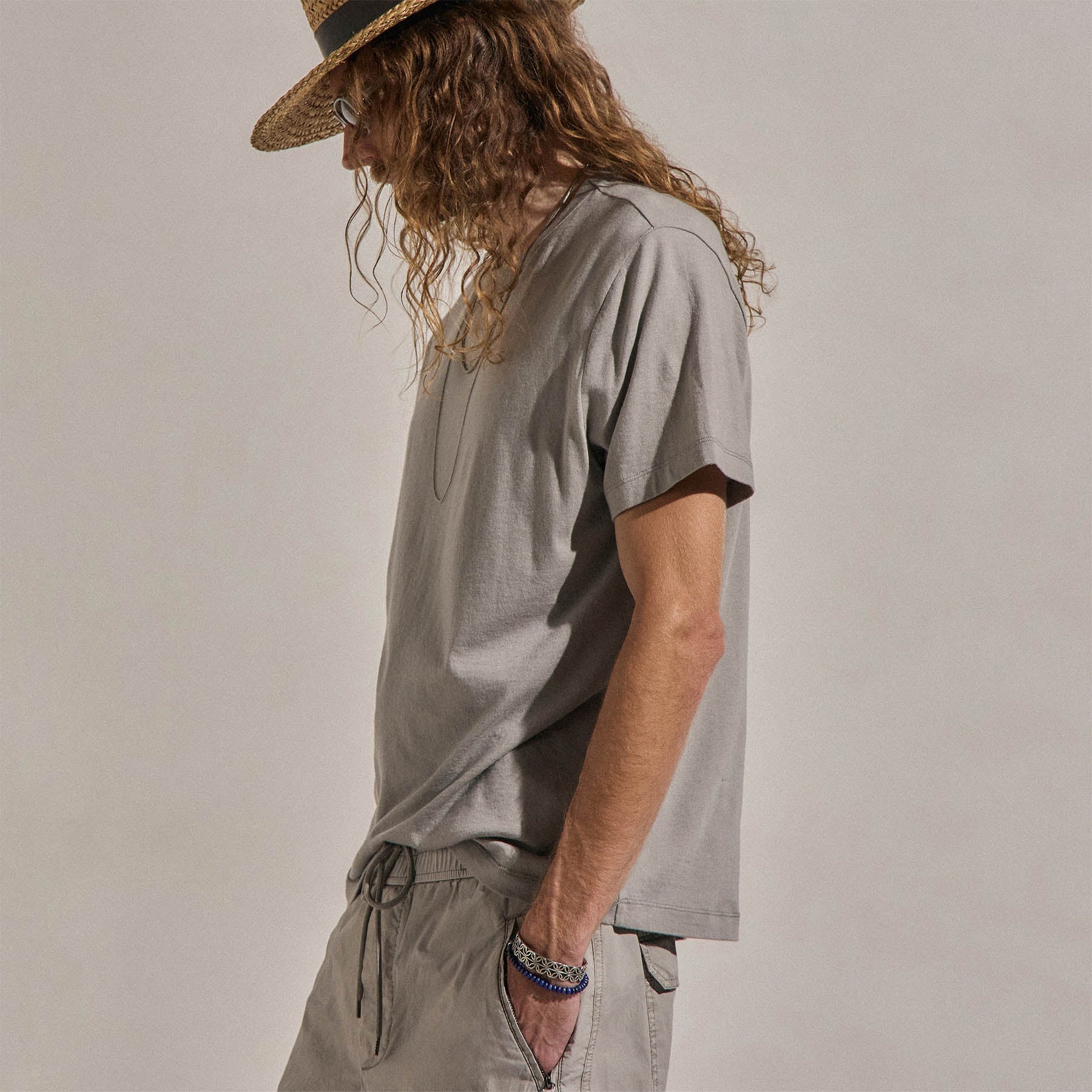 Cotton Cashmere Short Sleeve Tee - Fog