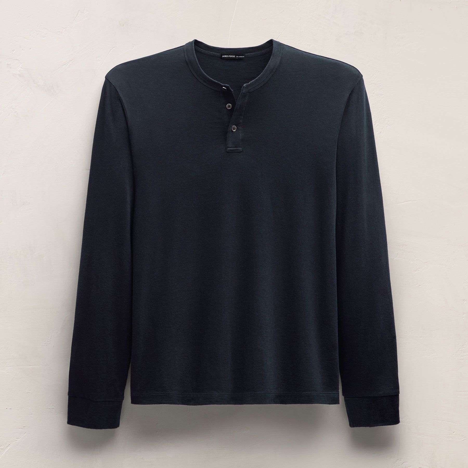 Cotton Cashmere Long Sleeve Henley - Blue Noir