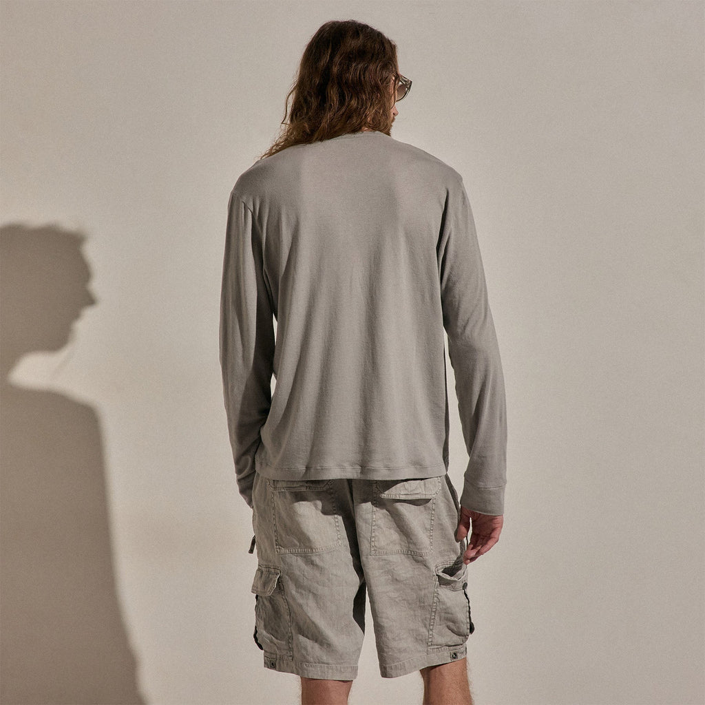 Cotton Cashmere Long Sleeve Henley - Fog