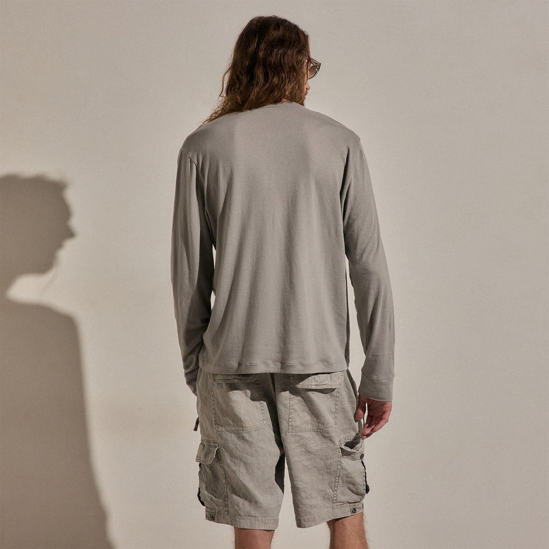 Cotton Cashmere Long Sleeve Henley - Fog