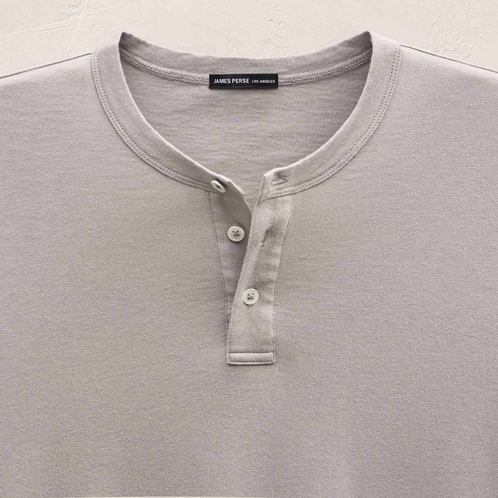 Cotton Cashmere Long Sleeve Henley - Fog