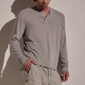 Cotton Cashmere Long Sleeve Henley - Fog