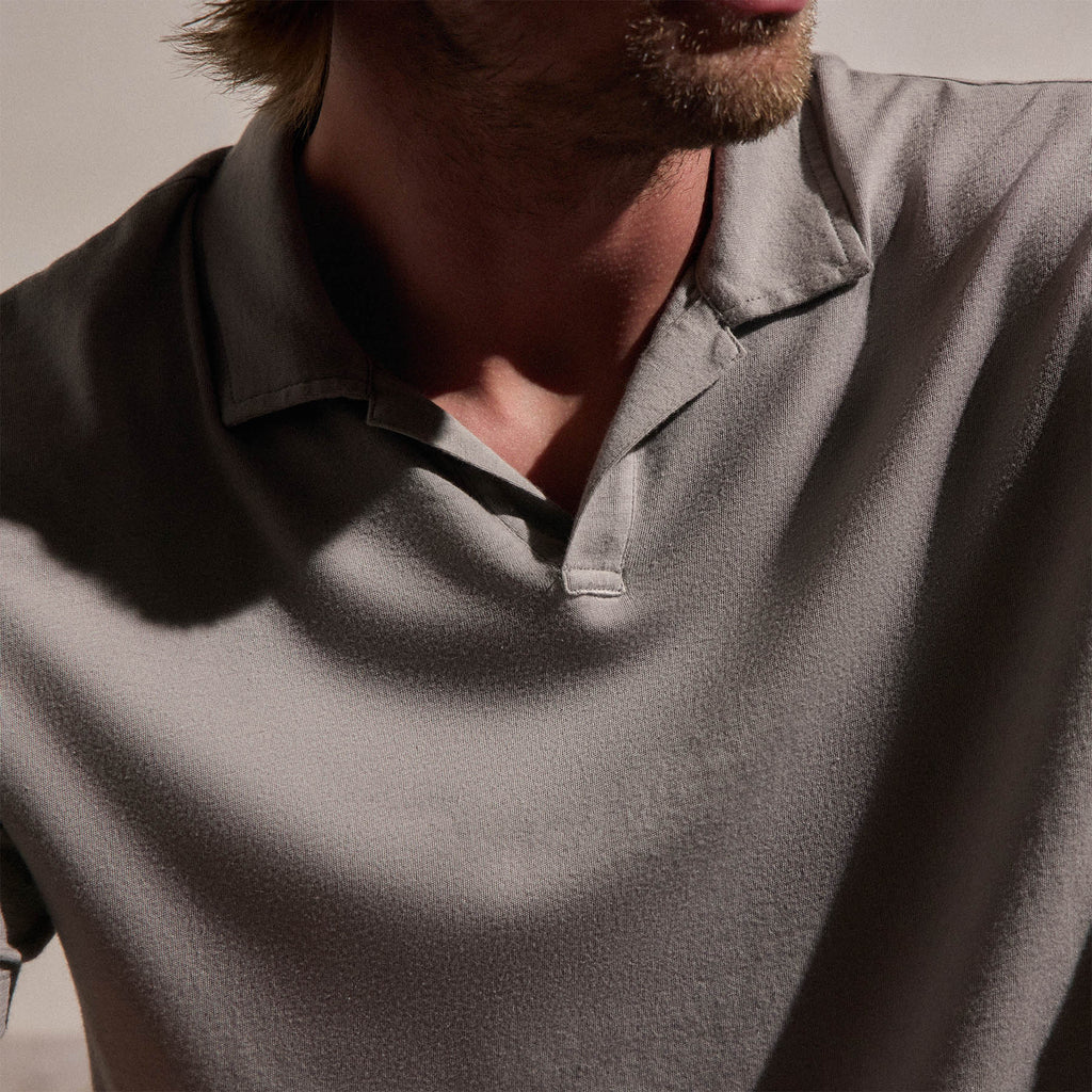 Cotton Cashmere Open Polo - Fog