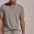 Cotton Cashmere Open Polo - Fog
