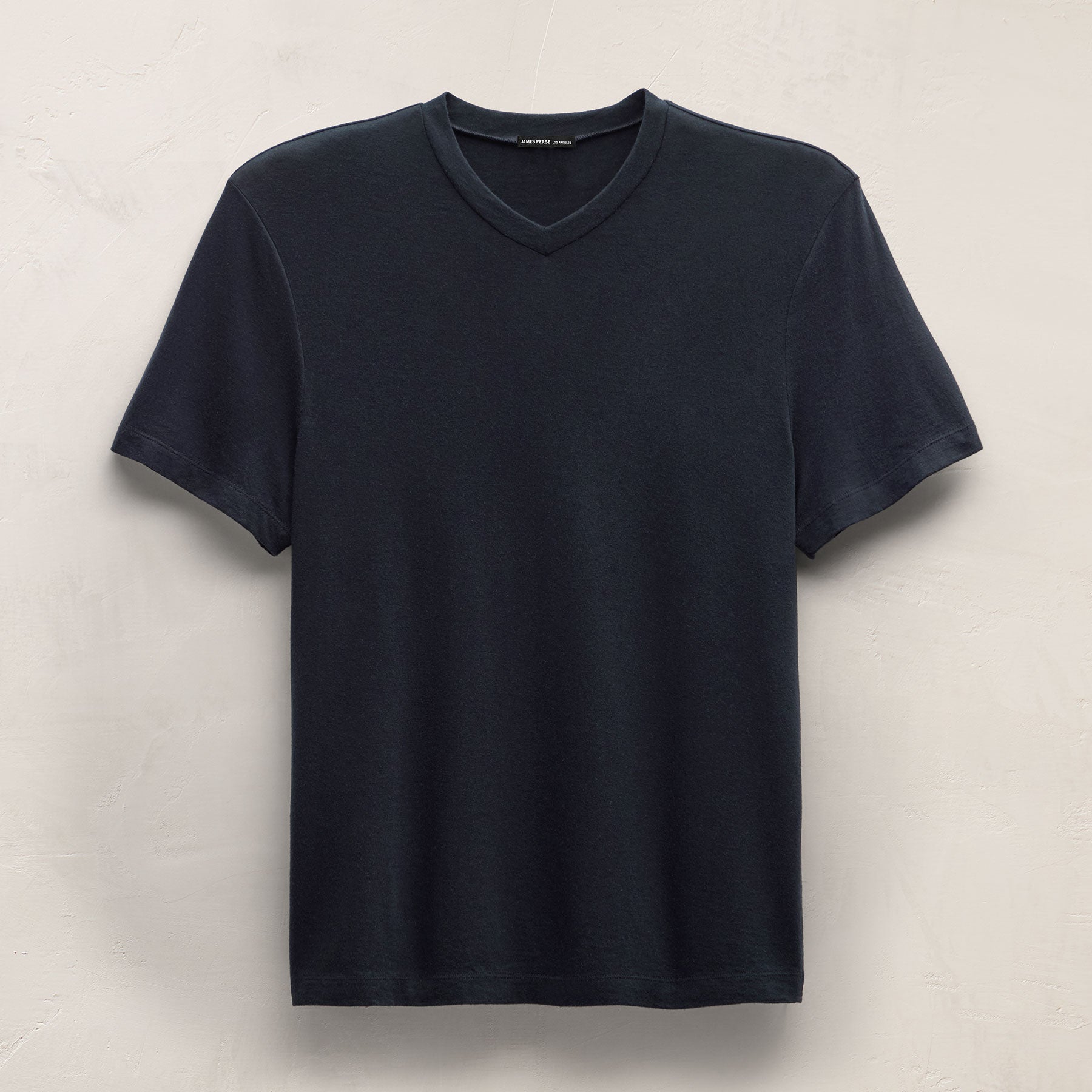Cotton Cashmere Short Sleeve V Neck - Blue Noir