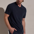 Cotton Cashmere Short Sleeve V Neck - Blue Noir