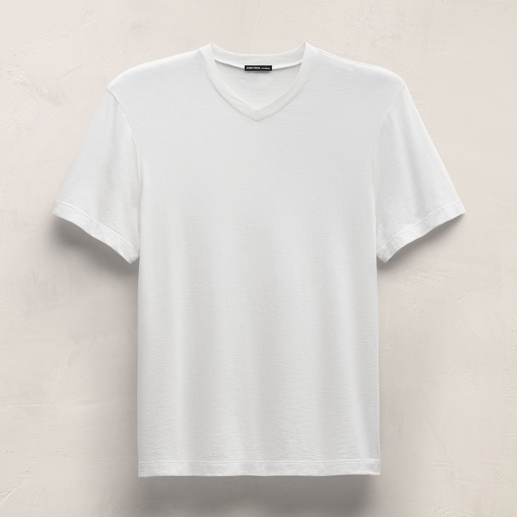 T-shirt col V en cachemire de coton à manches courtes - Blanc