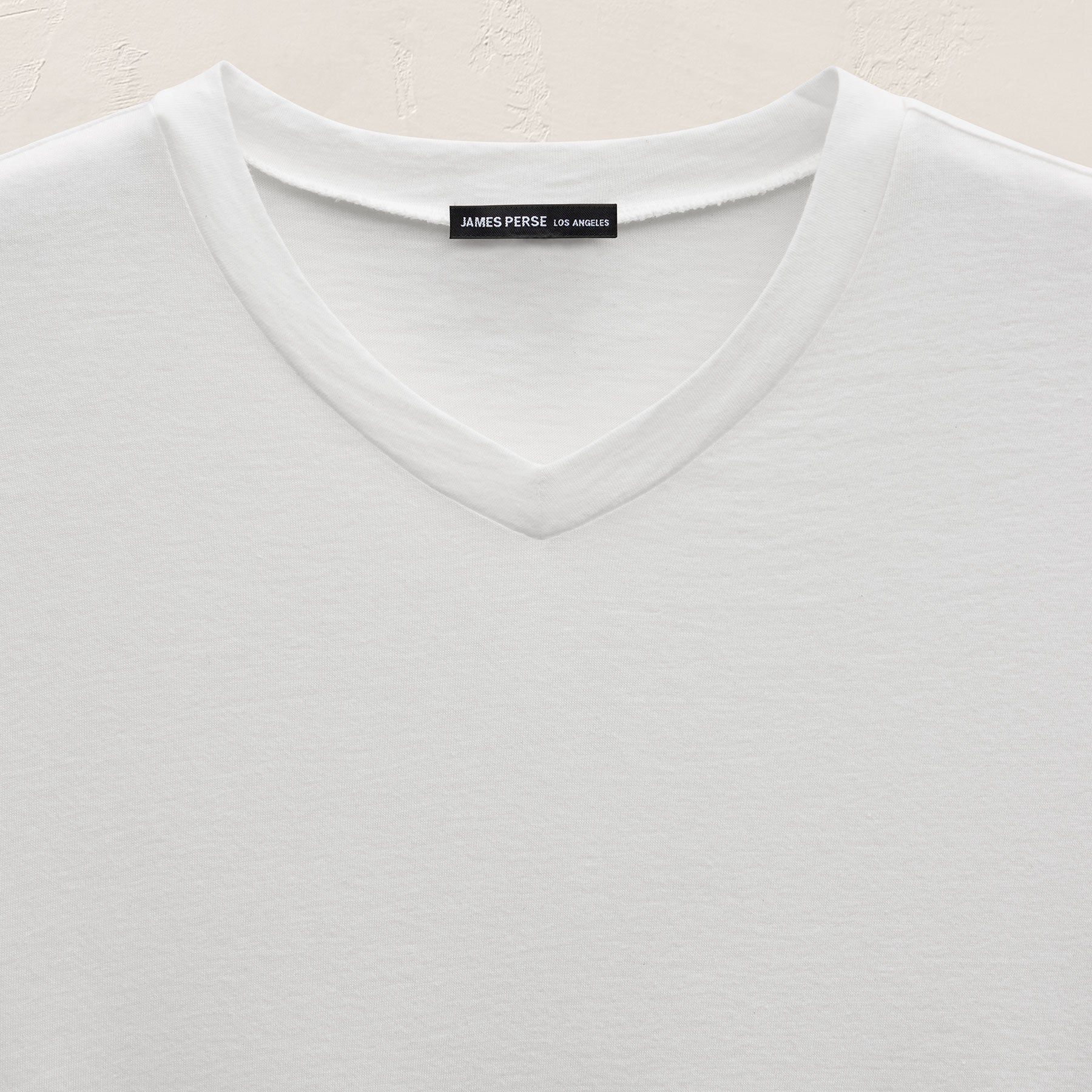 T-shirt col V en cachemire de coton à manches courtes - Blanc