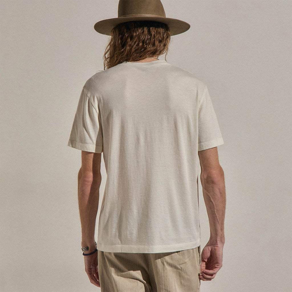 T-shirt col V en cachemire de coton à manches courtes - Blanc