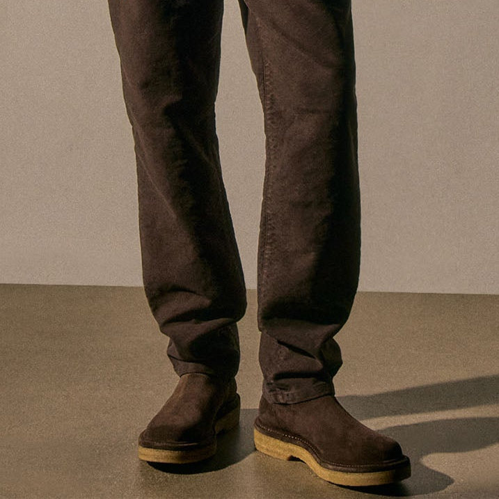 Boots Chelsea en daim pour homme - Café