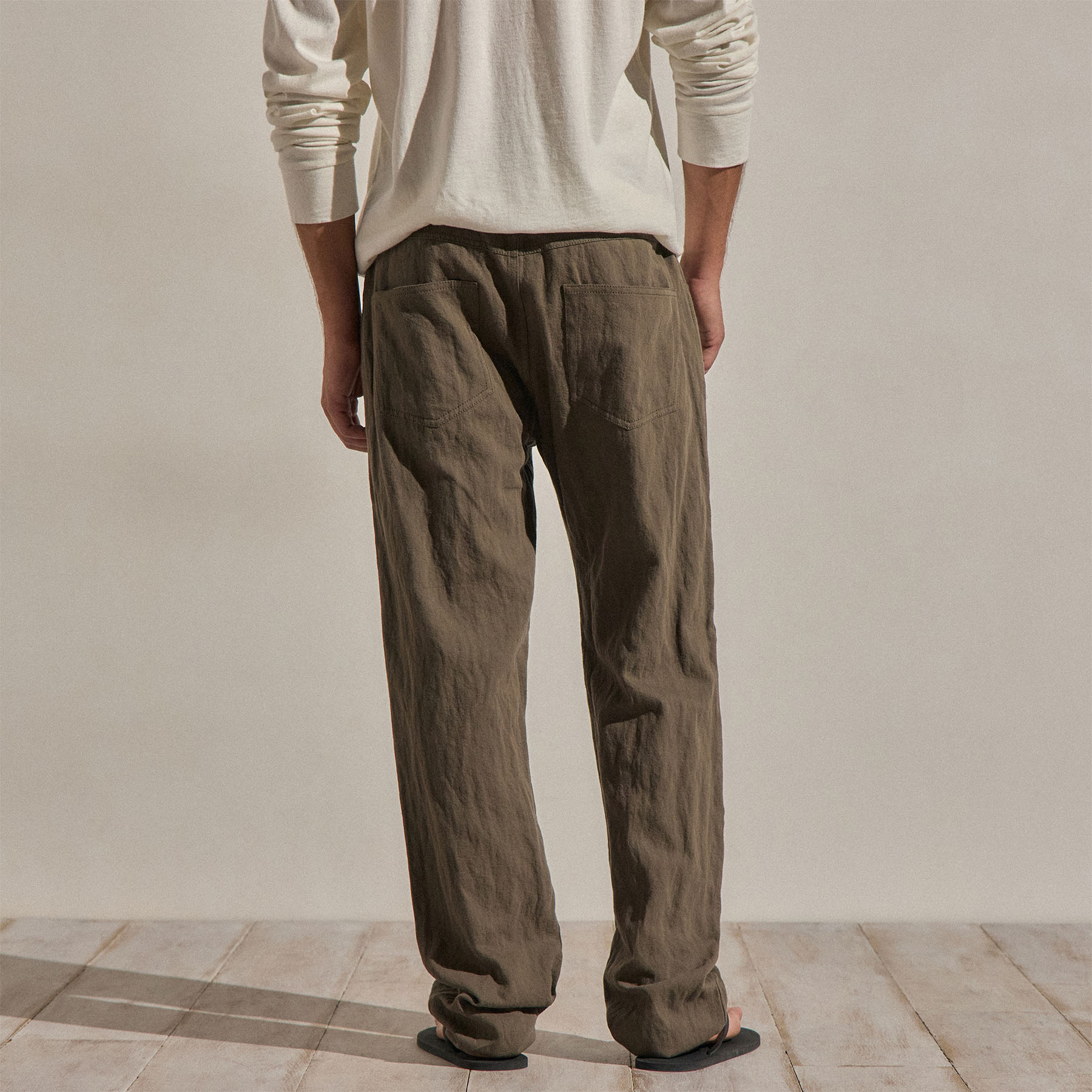 Pantalon en sergé de coton et métal - Vert armée