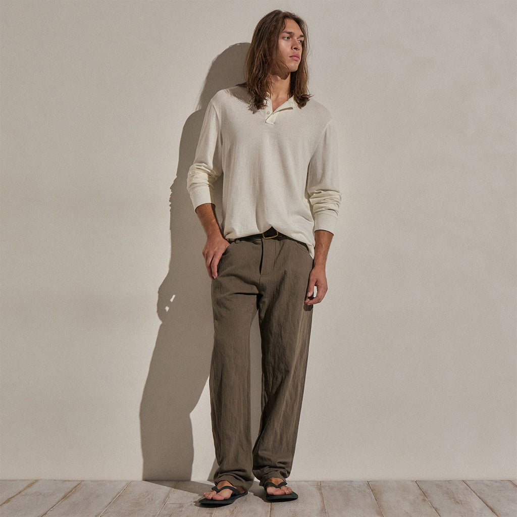 Pantalon en sergé de coton et métal - Vert armée