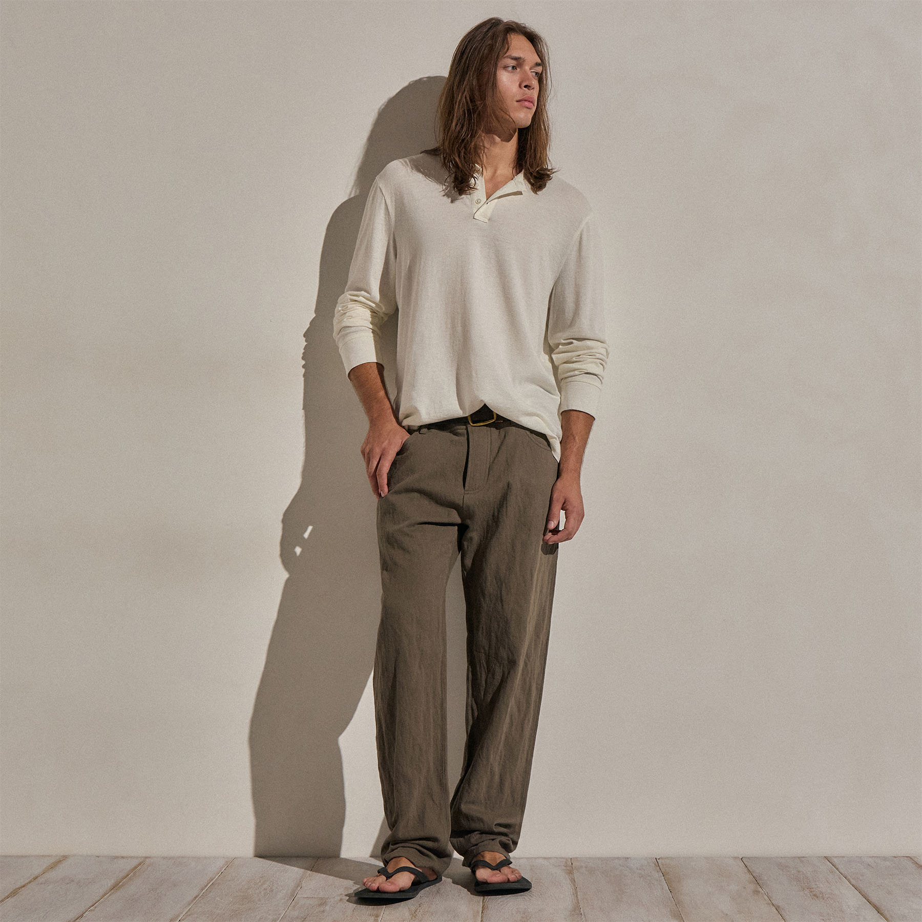 Pantalon en sergé de coton et métal - Vert armée