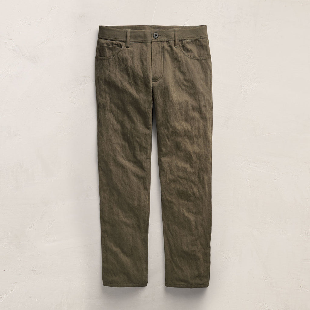 Pantalon en sergé de coton et métal - Vert armée