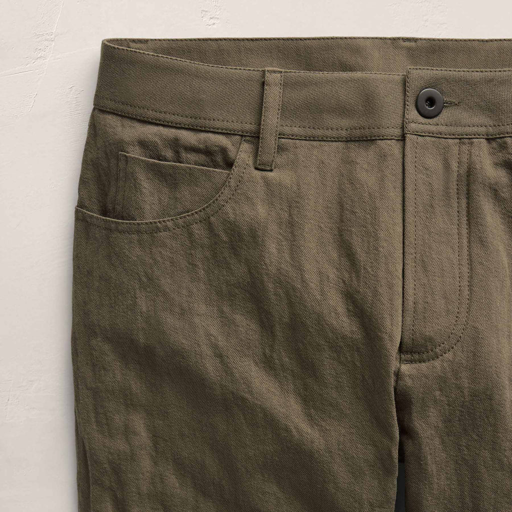 Pantalon en sergé de coton et métal - Vert armée