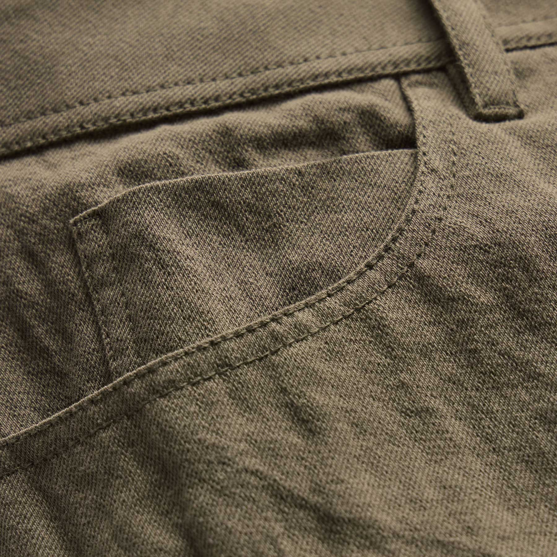 Pantalon en sergé de coton et métal - Vert armée