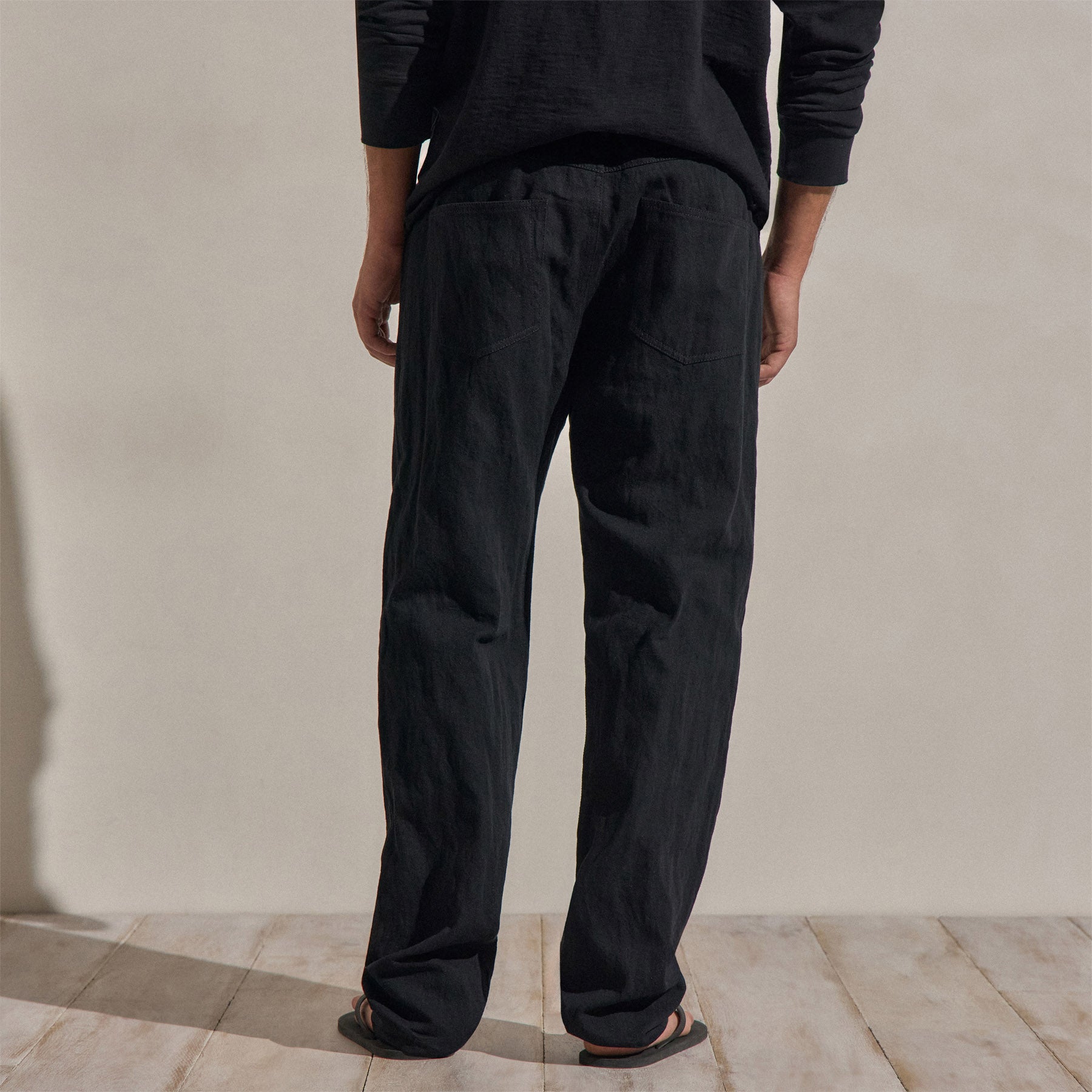 Pantalon en sergé de coton et métal - Noir