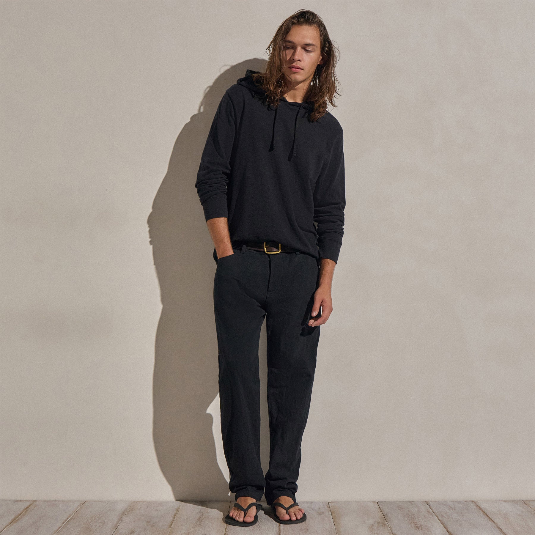Pantalon en sergé de coton et métal - Noir