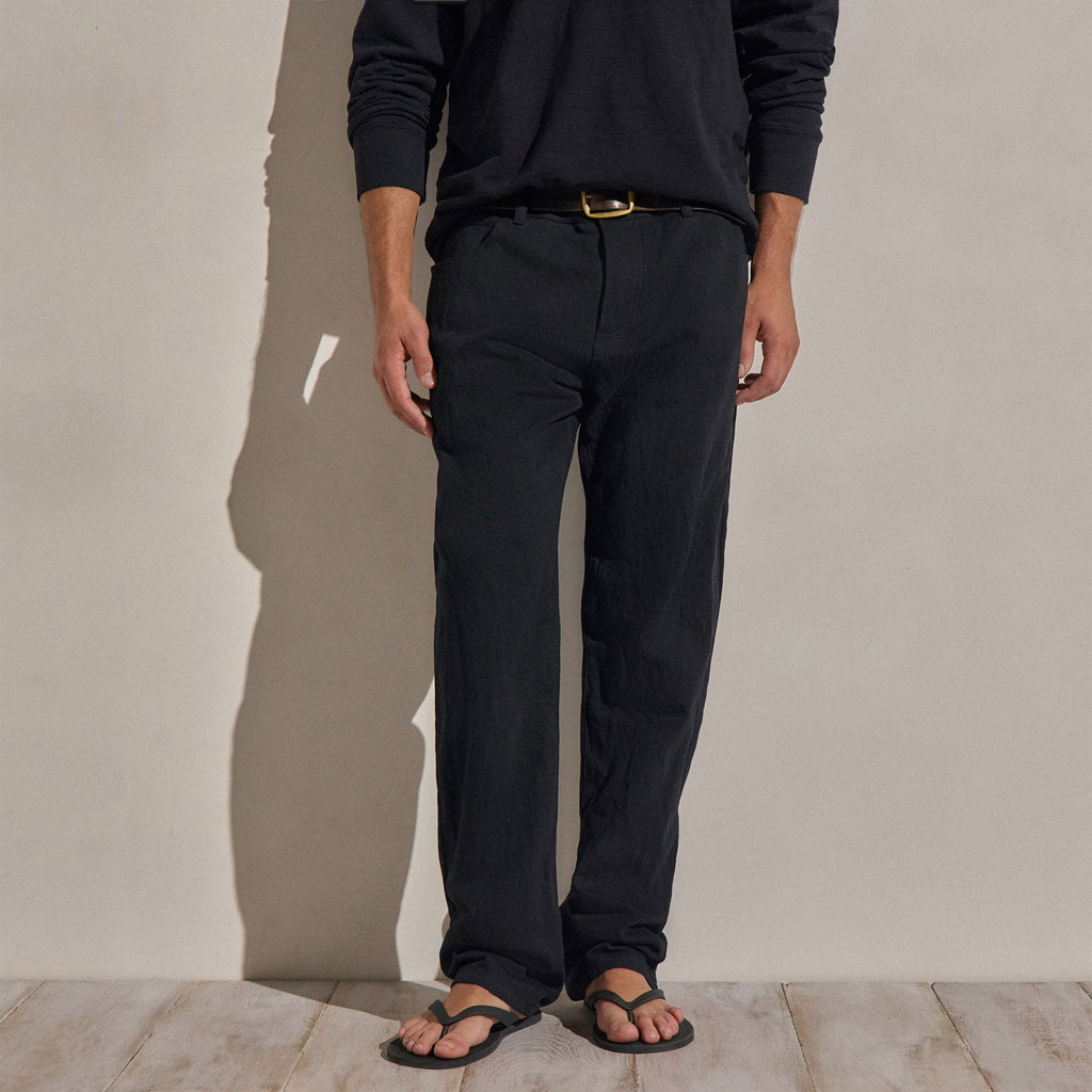 Pantalon en sergé de coton et métal - Noir