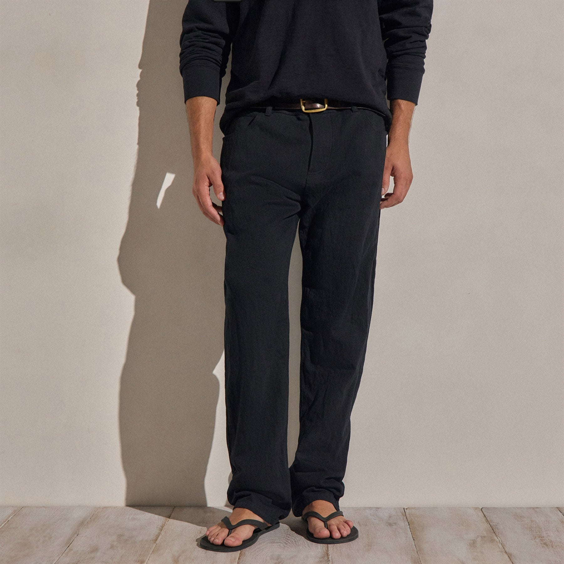 Pantalon en sergé de coton et métal - Noir
