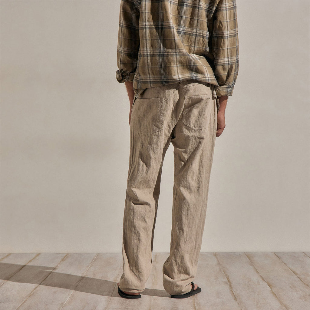 Pantalon en sergé de coton métallisé - Lin