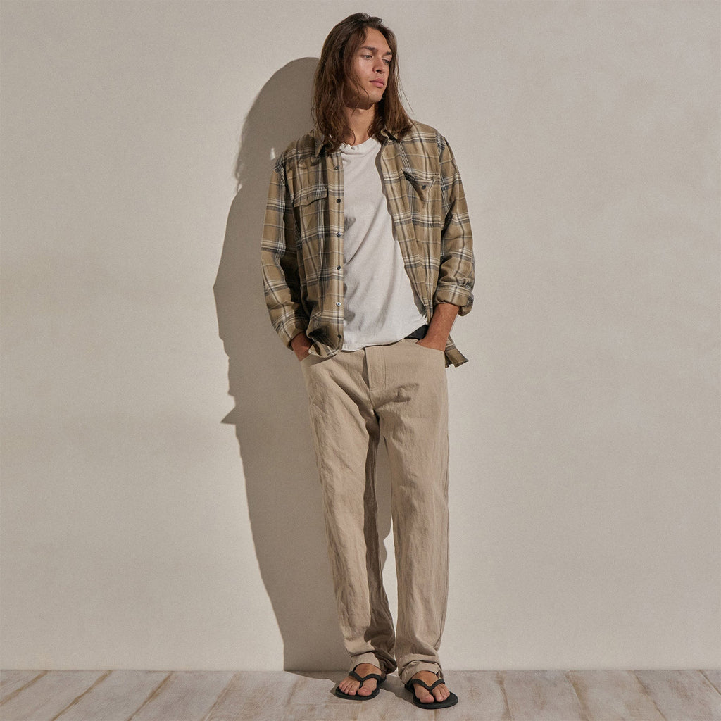 Pantalon en sergé de coton métallisé - Lin