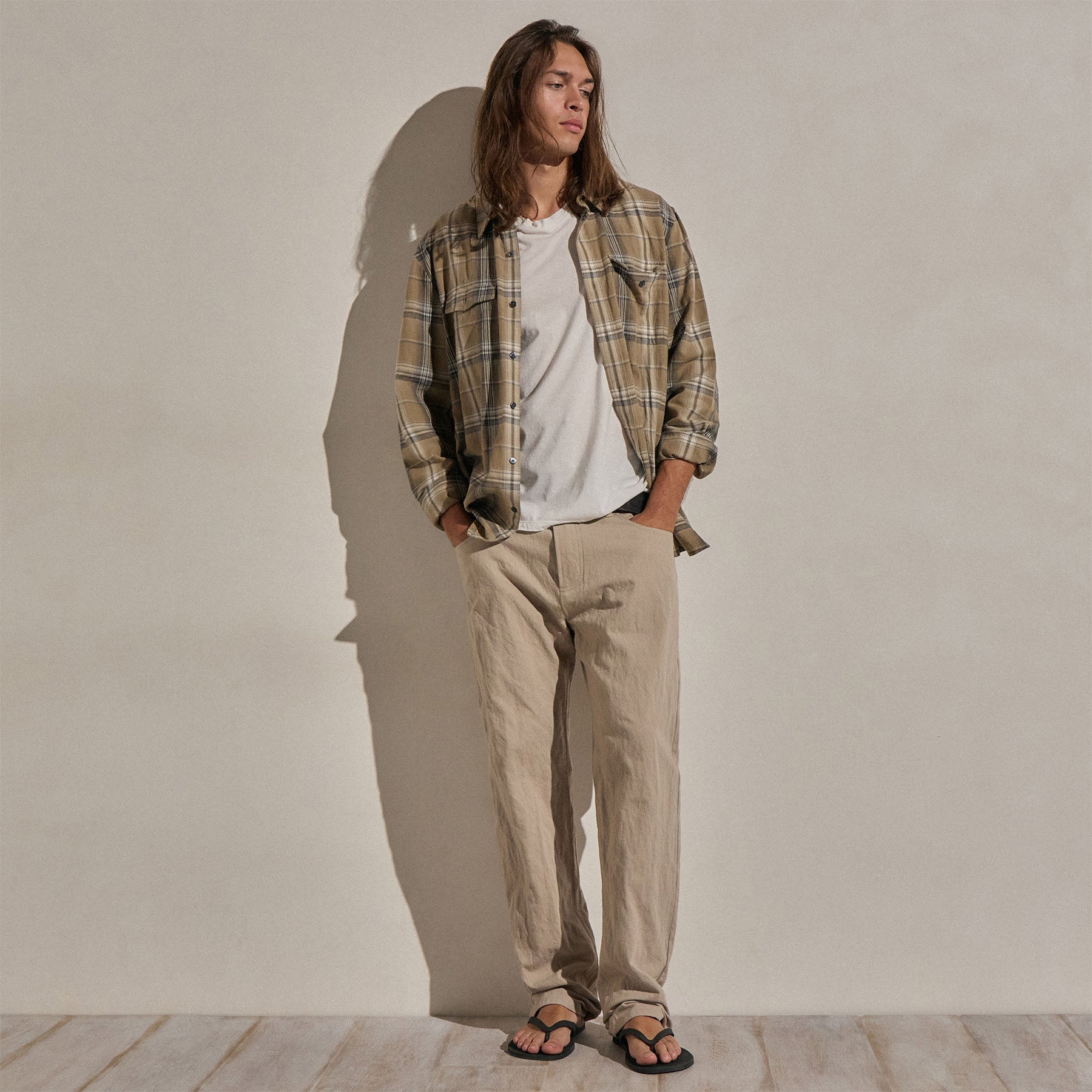 Pantalon en sergé de coton métallisé - Lin