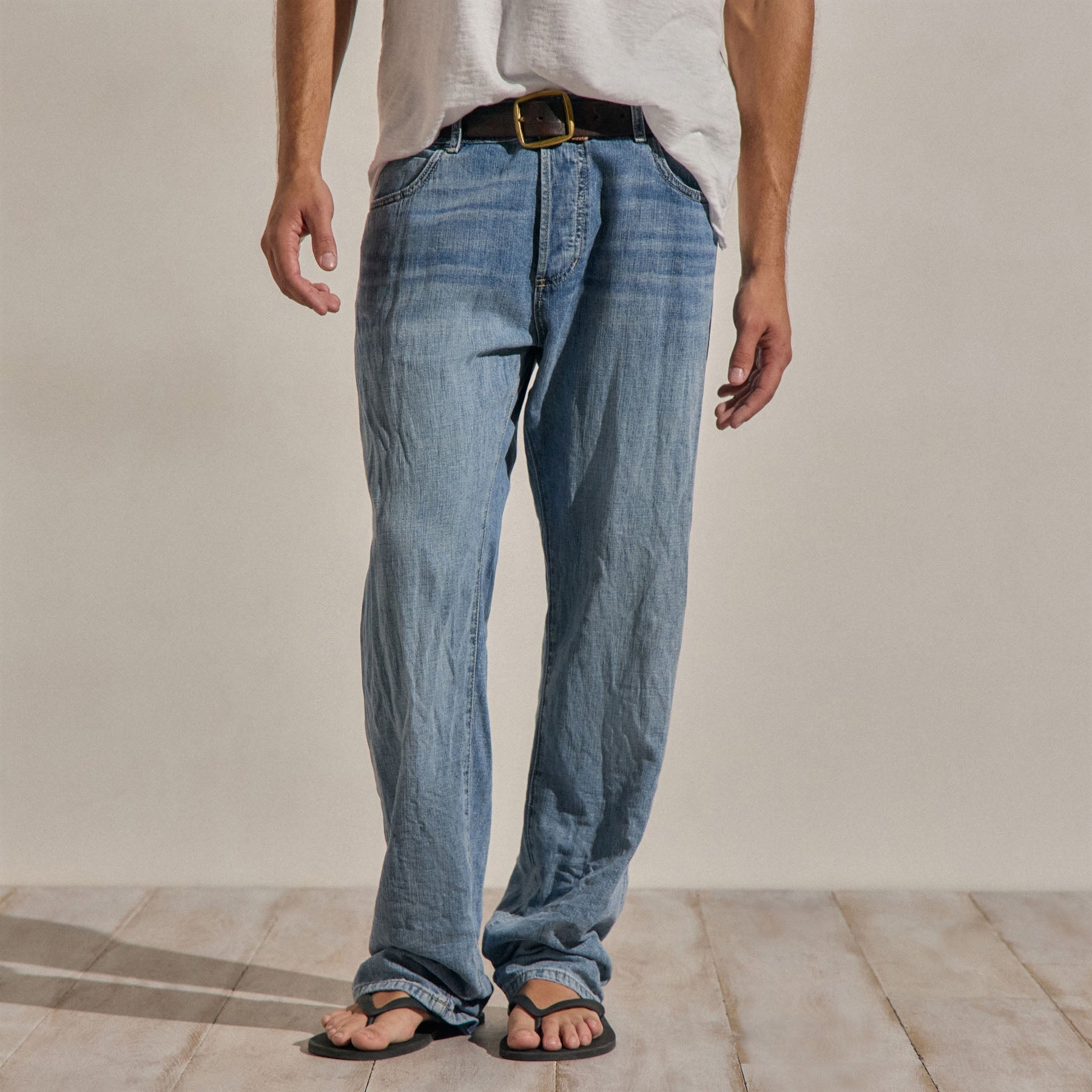 Classic Linen Denim Pant - Light Wash
