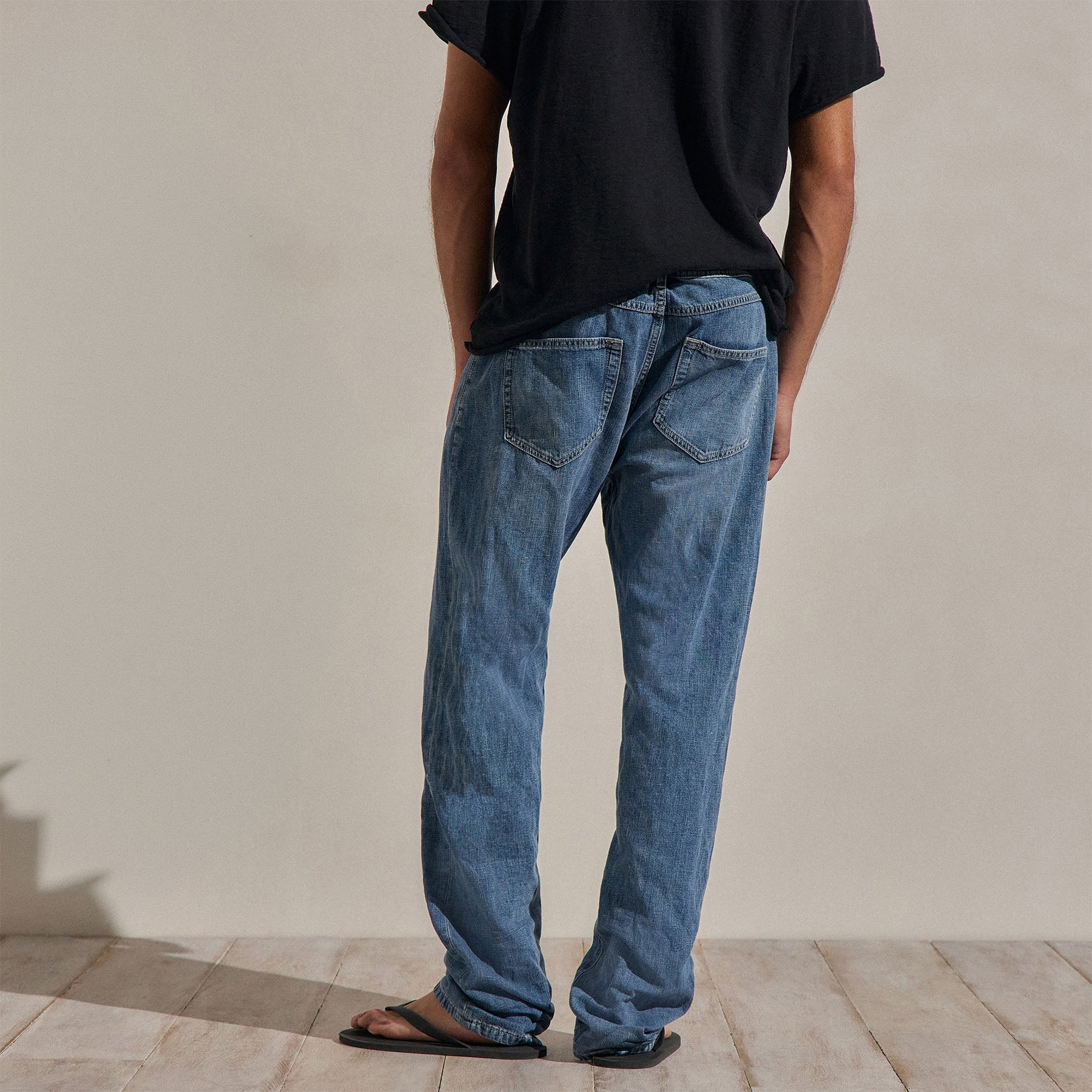Classic Linen Denim Pant - Medium Wash