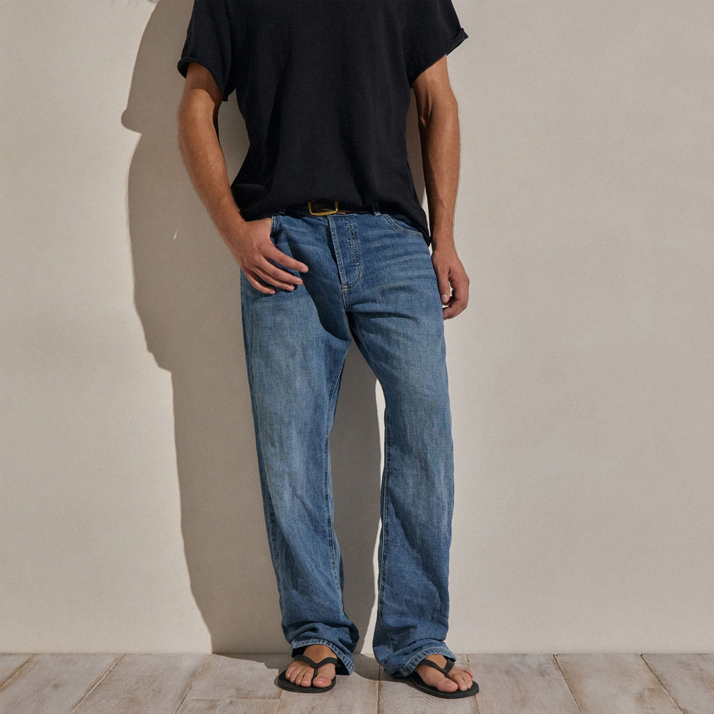 Classic Linen Denim Pant - Medium Wash