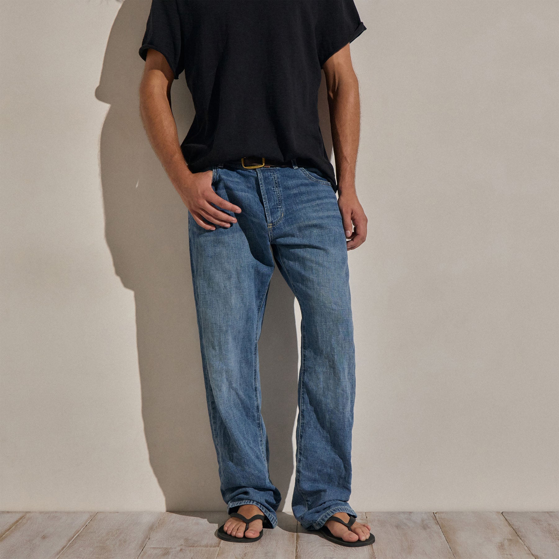 Classic Linen Denim Pant - Medium Wash