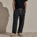 Jogger en lin denim à cordon de serrage - Délavé noir