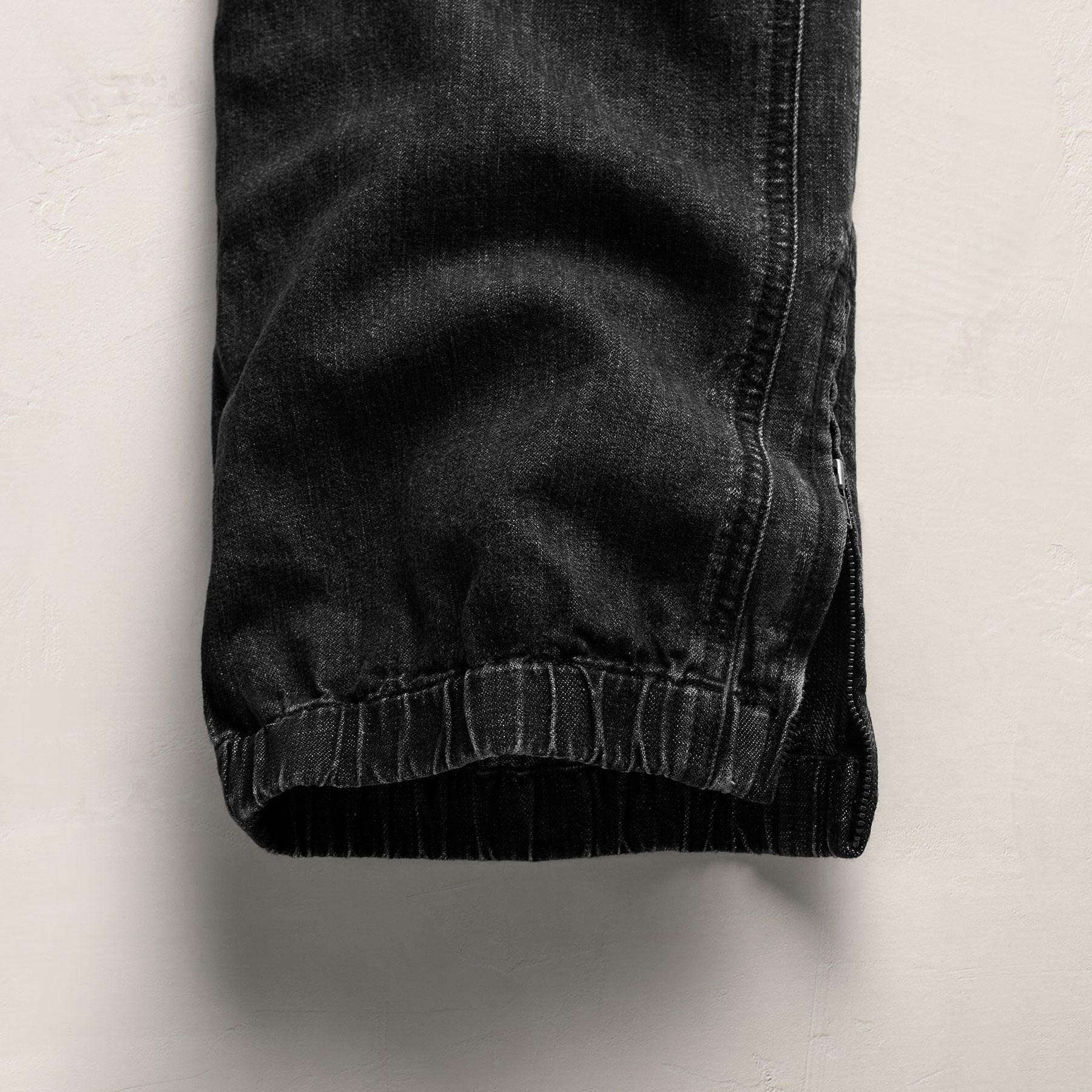 Jogger en lin denim à cordon de serrage - Délavé noir
