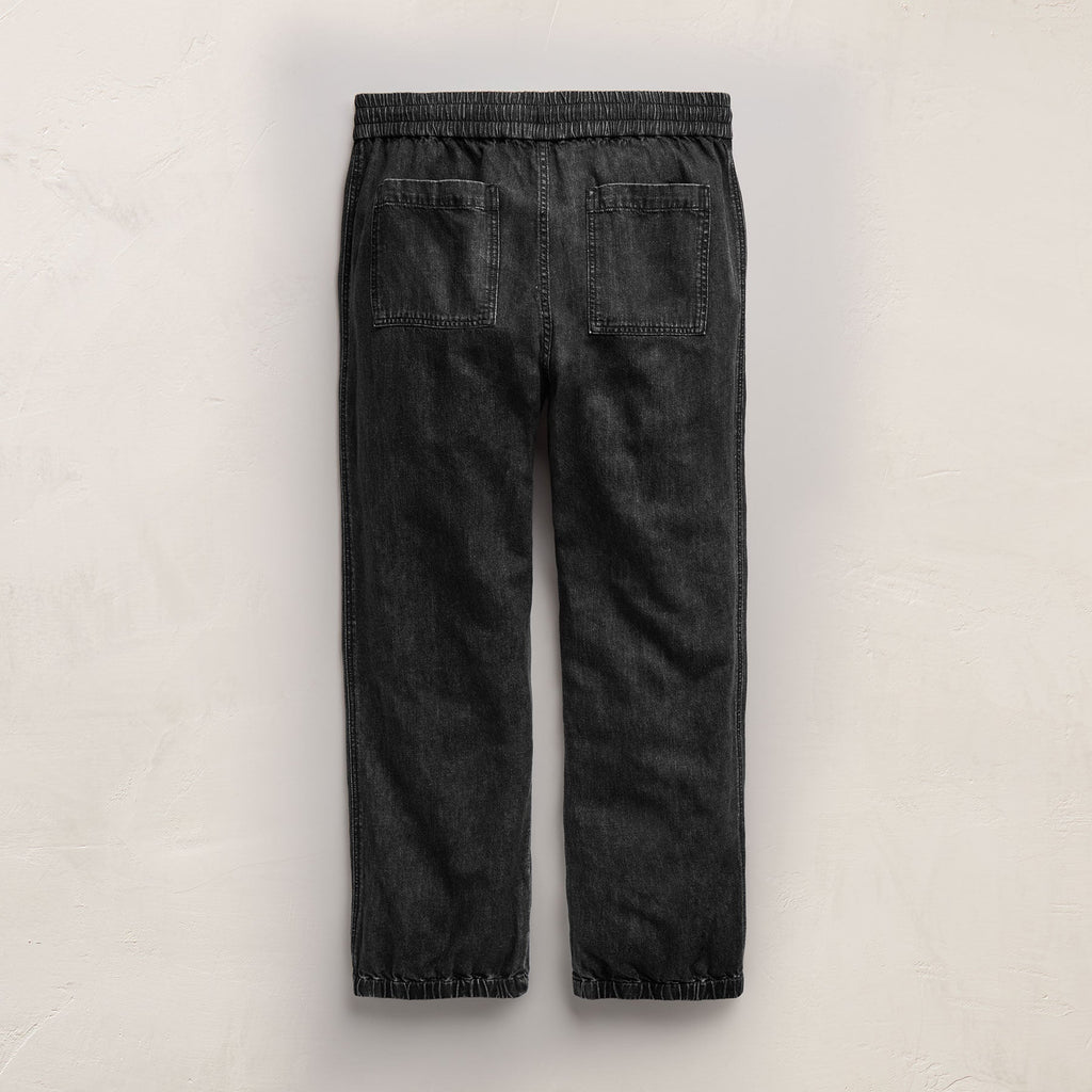 Jogger en lin denim à cordon de serrage - Délavé noir