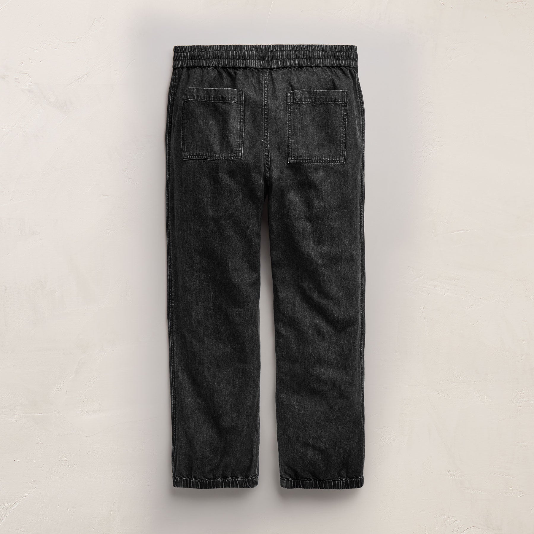 Jogger en lin denim à cordon de serrage - Délavé noir