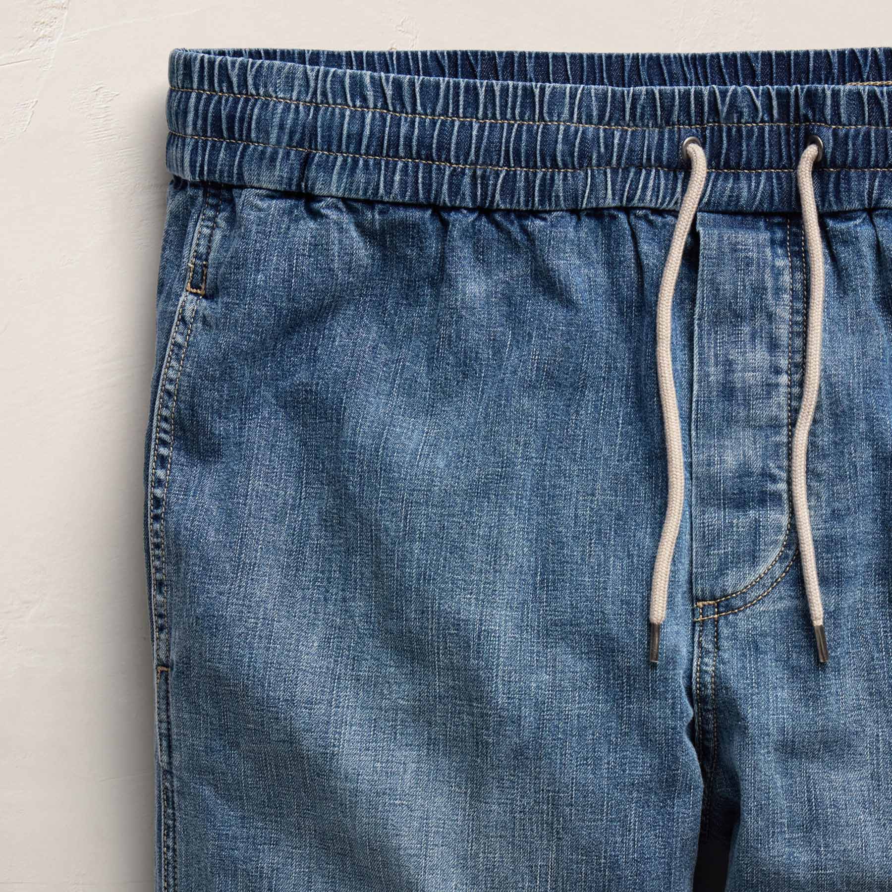 Jogger en jean de lin à cordon de serrage - Délavage moyen