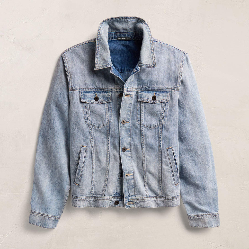 Veste trucker en lin et jean - Délavage clair