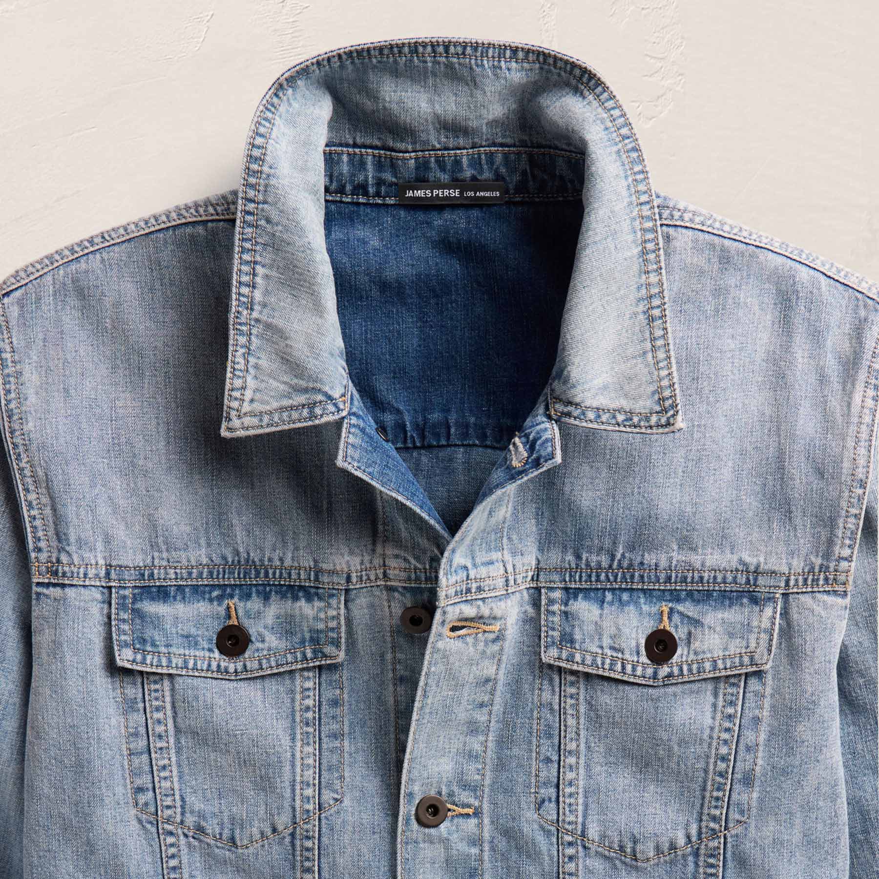 Veste trucker en lin et jean - Délavage clair